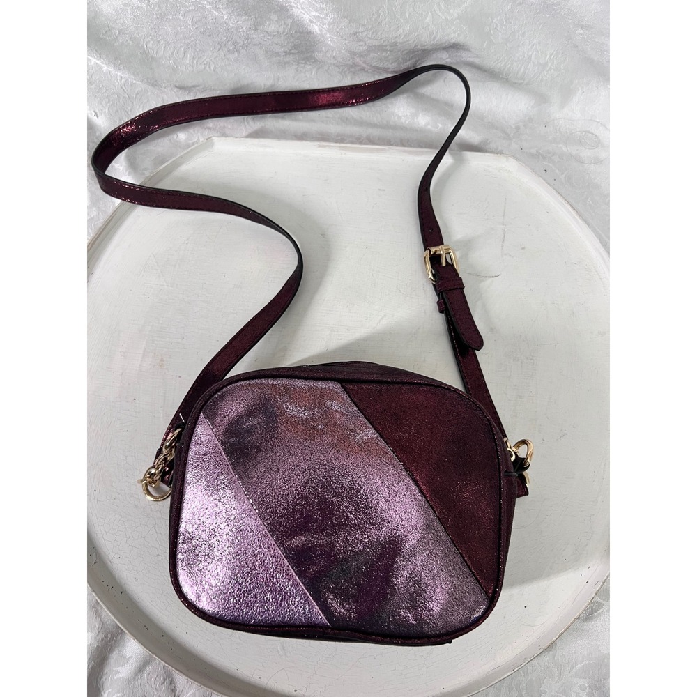 Dune London Metallic Colorblock Crossbody Bag Burgundy Lilac Gold Hardware